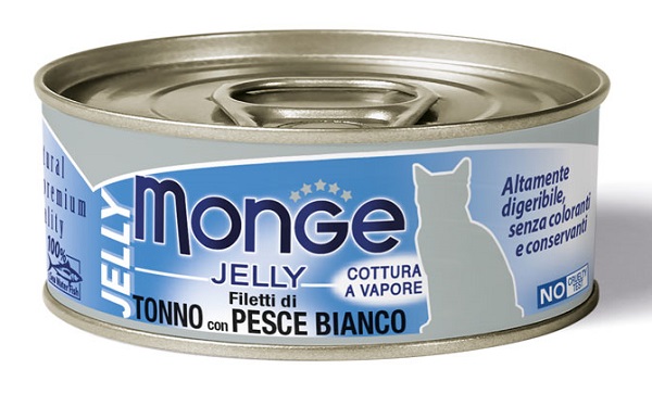 MONGE NATURAL QUALITY GATTO MONGE JELLY FILETTI DI TONNO/PESCE BIANCO 80 G - Gruppofarmastore.it