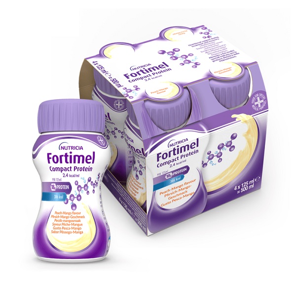 NUTRICIA FORTIMEL COMPACT PROTEIN GUSTO PESCA E MANGO 4 BOTTIGLIE DA 125 ML - Gruppofarmastore.it