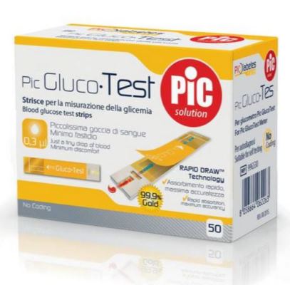 STRISCE MISURAZIONE GLICEMIA PIC GLUCOTEST 50 PEZZI - Gruppofarmastore.it