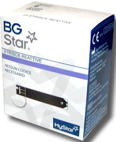 STRISCE REATTIVE MISURAZIONE GLICEMIA BGSTAR MYSTAR 25 PEZZI - Gruppofarmastore.it