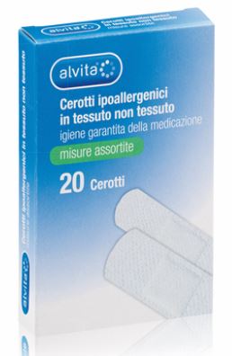 ALVITA CEROTTO IN TESSUTO NON TESSUTO ESTENSIBILE BIANCO CON TAMPONE ANTISETTICO ASSORTITO 20 PEZZI - Gruppofarmastore.it