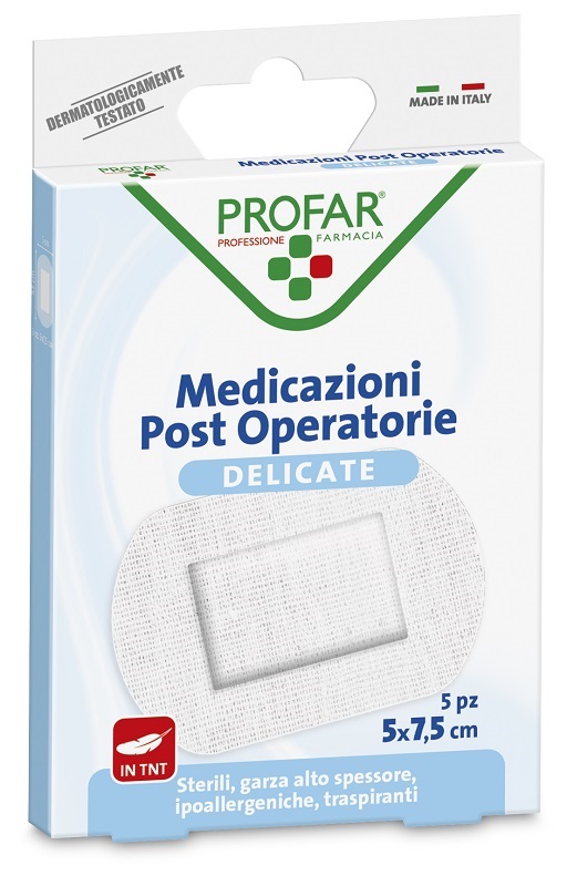 MEDICAZIONE POST OPERATORIA STERILE GARZA ANTIADERENTE 5X7,5 CM 5 PEZZI PROFAR - Gruppofarmastore.it