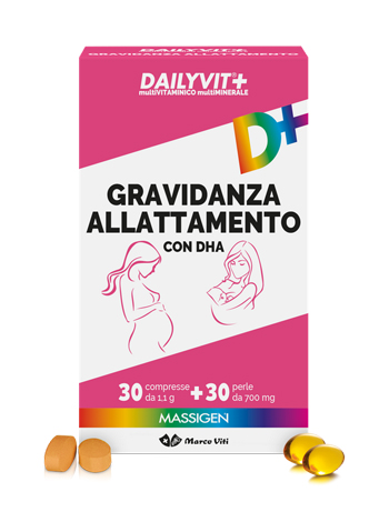 DAILYVIT+ GRAVIDANZA ALLATTAMENTO CON DHA MULTIVITAMINICO E MULTIMINERALE 30 COMPRESSE + 30 PERLE - Gruppofarmastore.it