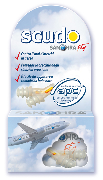 FILTRO AURICOLARE EARPLUG SCUDO FLY ADULTI SANOHRA 2 PEZZI - Gruppofarmastore.it