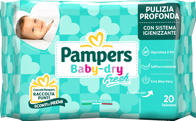 SALVIETTINE UMIDIFICATE PAMPERS BABY FRESH 30% + CONSISTENTE 20 PEZZI - Gruppofarmastore.it