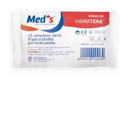 GARZA COMPRESSA IDROFILA MEDS FARMATEXA 12/8 10X10CM 25 PEZZI - Gruppofarmastore.it