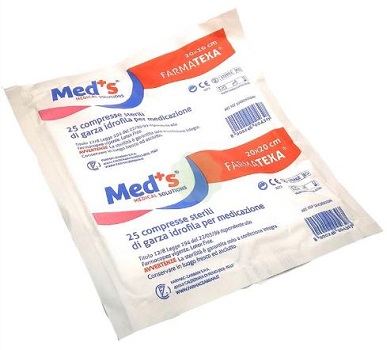 GARZA COMPRESSA MEDS FARMATEXA IDROFILA 12/8 20X20CM 25 PEZZI - Gruppofarmastore.it