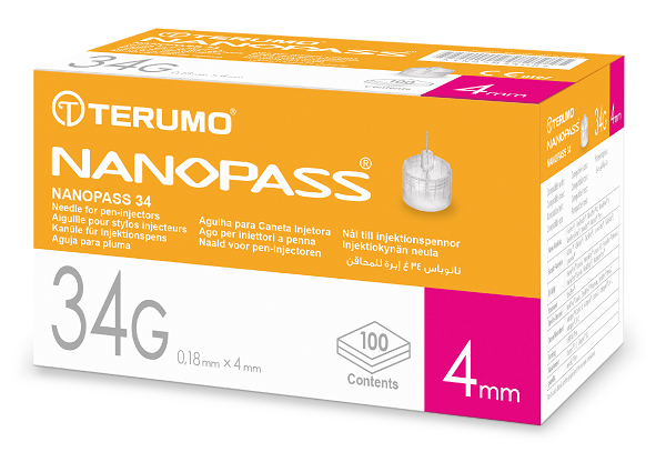 AGO PER PENNA DA INSULINA NANOPASS 34 GAUGE LUNGHEZZA 4 MM 100 PEZZI - Gruppofarmastore.it