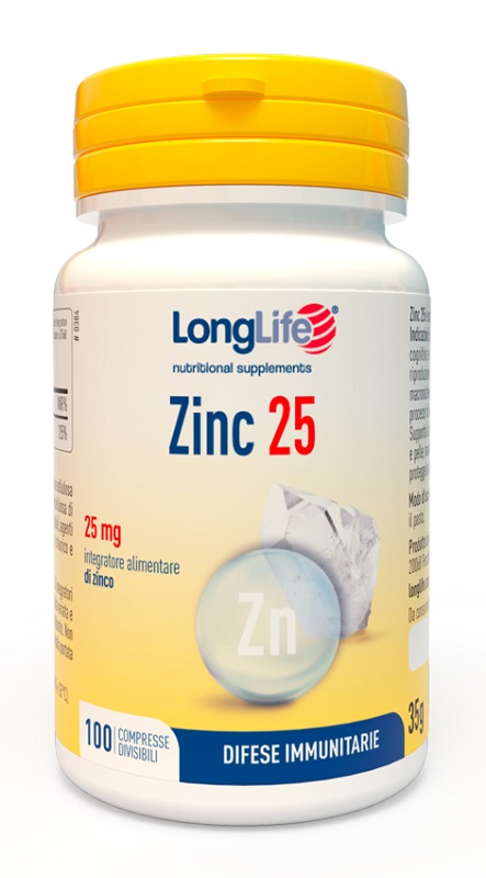 LONGLIFE ZINC 25 MG 100 COMPRESSE DIVISIBILI - Gruppofarmastore.it