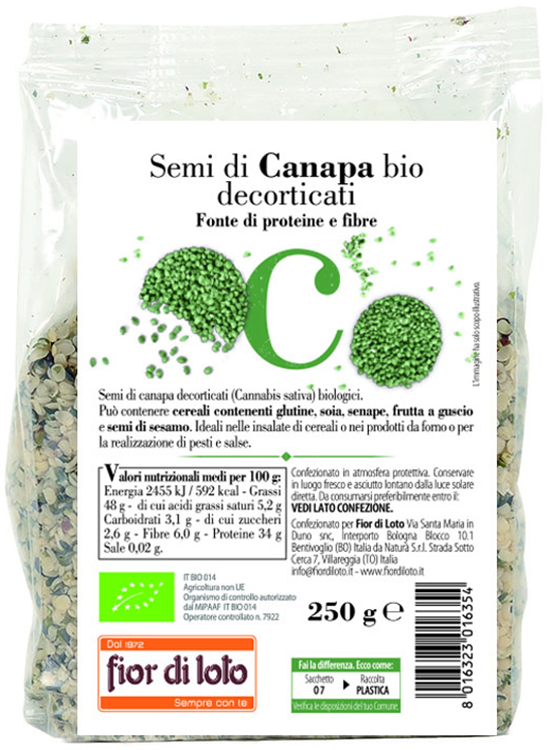 SEMI CANAPA DECORTICATA BIO 250 G - Gruppofarmastore.it