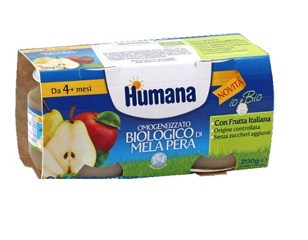 HUMANA OMOGENEIZZATO MELA/PERA BIO 2 VASETTI 100 G - Gruppofarmastore.it