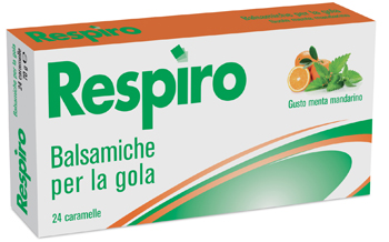 CARAMELLE BALSAMICHE PER LA GOLA RESPIRO GUSTO MENTA MANDARINO 24 PEZZI - Gruppofarmastore.it