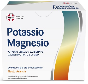 MATT DIVISIONE PHARMA POTASSIO E MAGNESIO 20 BUSTE GRANULARE EFFERVESCENTE GUSTO ARANCIA - Gruppofarmastore.it