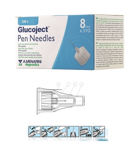 AGO PER PENNA DA INSULINA GLUCOJECT LUNGHEZZA 8 MM GAUGE 31 100 PEZZI - Gruppofarmastore.it