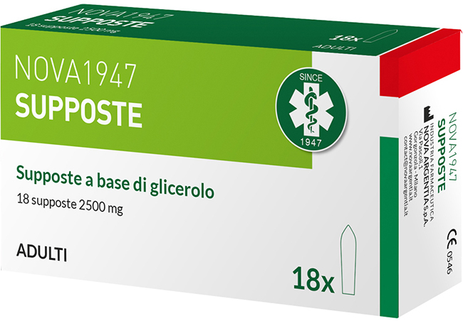 NOVA1947 GLICEROLO 2500MG SUPPOSTE ADULTI 18 PEZZI - Gruppofarmastore.it