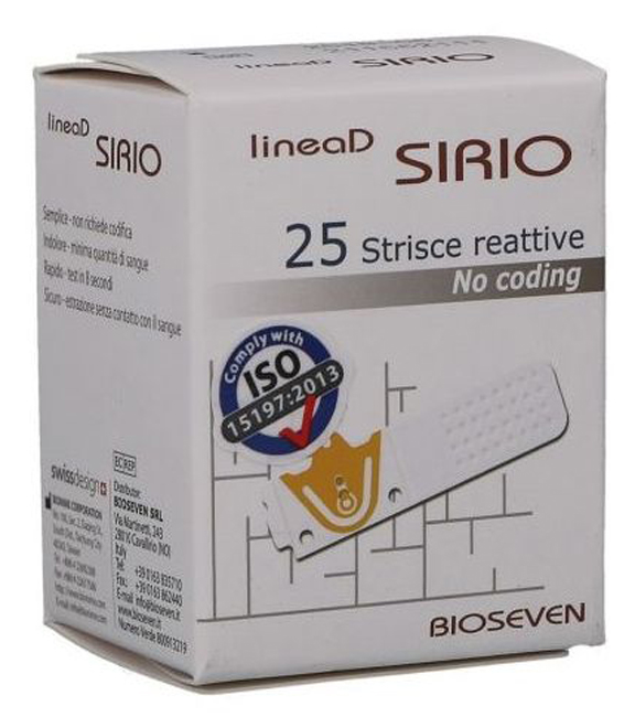 STRISCE MISURAZIONE GLICEMIA LINEA D SIRIO 25 PEZZI - Gruppofarmastore.it
