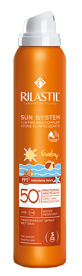 RILASTIL SUN SYSTEM BABY PPT SPF 50+ TRANSPARENT SPRAY WET SKIN 200 ML - Gruppofarmastore.it