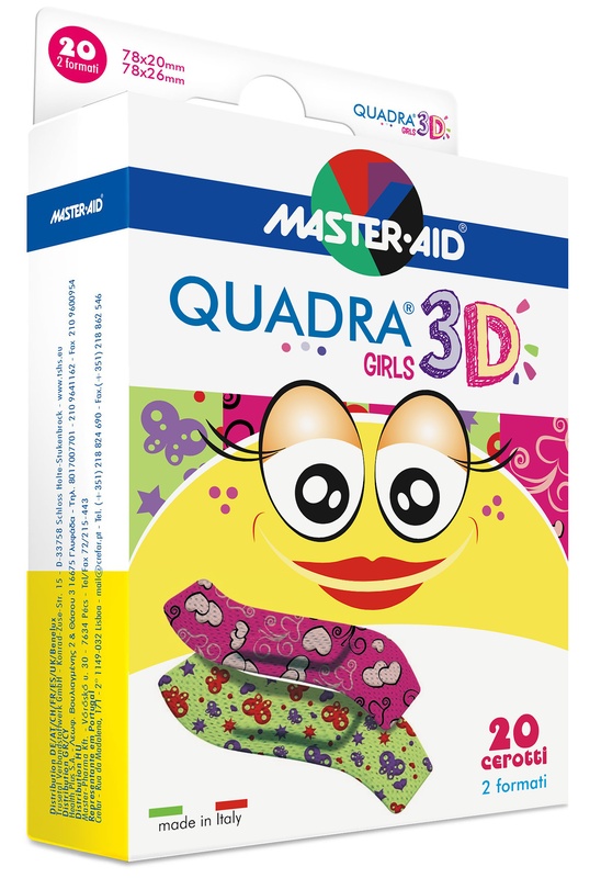 CEROTTO MASTER-AID QUADRA 3D GIRLS 20 PEZZI ASSORTITI - Gruppofarmastore.it