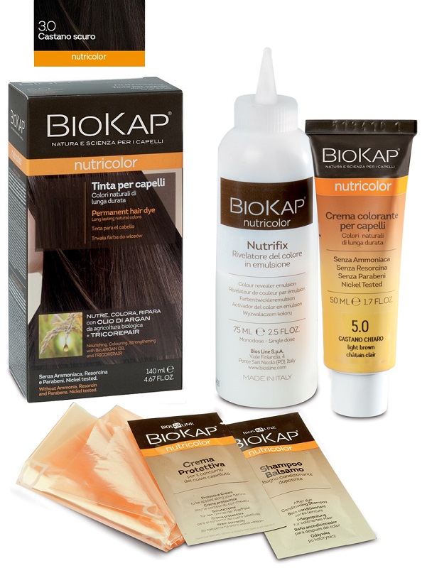 BIOKAP NUTRICOLOR 3,0 NEW CASTANO SCURO TINTA TUBO + FLACONE - Gruppofarmastore.it