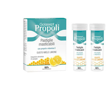 GOLASEPT PROPOLI 24 COMPRESSE MASTICABILI MIELE LIMONE - Gruppofarmastore.it
