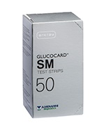TEST STRIPS PER MISURAZIONE GLICEMIA GLUCOCARD SM 50 PEZZI - Gruppofarmastore.it