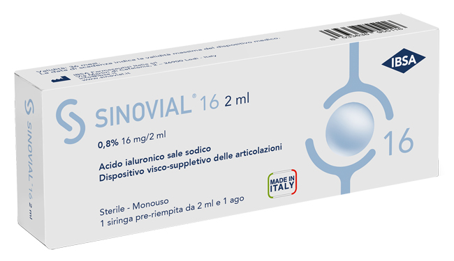 SIRINGA INTRA-ARTICOLARE SINOVIAL 16 ACIDO IALURONICO 0,8% 16 MG/2 ML 1 FS + AGO GAUGE 21 1 PEZZO - Gruppofarmastore.it