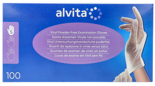 GUANTI DA ISPEZIONE ALVITA IN VINILE SENZA TALCO S 100 PEZZI - Gruppofarmastore.it