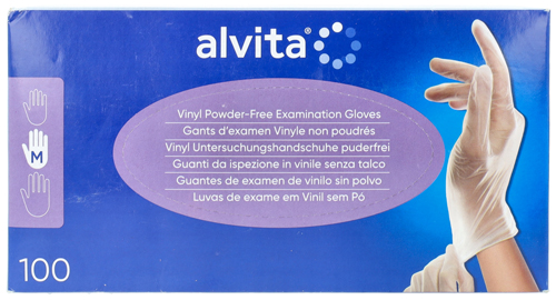 GUANTI DA ISPEZIONE ALVITA IN VINILE SENZA TALCO M 100 PEZZI - Gruppofarmastore.it