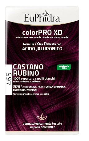 EUPHIDRA COLORPRO XD 465 CAST RUBINO GEL COLORANTE CAPELLI IN FLACONE + ATTIVANTE + BALSAMO + GUANTI - Gruppofarmastore.it