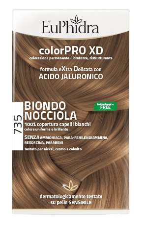 EUPHIDRA COLORPRO XD 735 BIONDO NOCCIOLA GEL COLORANTE CAPELLI IN FLACONE + ATTIVANTE + BALSAMO + GUANTI - Gruppofarmastore.it