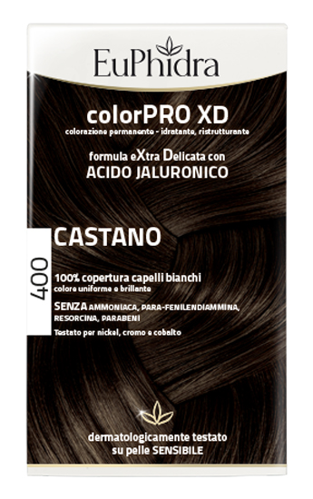 EUPHIDRA COLORPRO XD 400 CASTANO GEL COLORANTE CAPELLI IN FLACONE + ATTIVANTE + BALSAMO + GUANTI - Gruppofarmastore.it