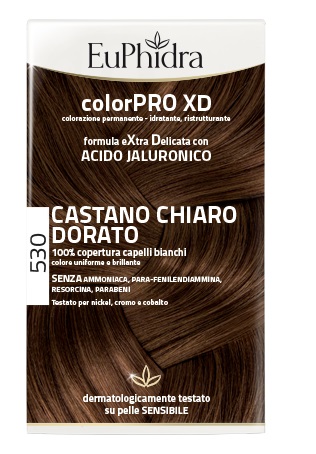 EUPHIDRA COLORPRO XD 530 CASTANO CHIARO DORATO GEL COLORANTE CAPELLI IN FLACONE + ATTIVANTE + BALSAMO + GUANTI - Gruppofarmastore.it