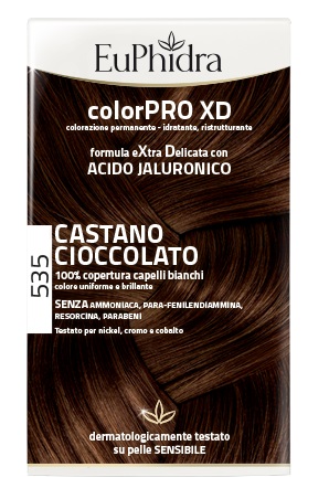 EUPHIDRA COLORPRO XD 535 CASTANO CIOCCOLATO GEL COLORANTE CAPELLI IN FLACONE + ATTIVANTE + BALSAMO + GUANTI - Gruppofarmastore.it