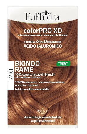 EUPHIDRA COLORPRO XD 740 BIONDO RAME GEL COLORANTE CAPELLI IN FLACONE + ATTIVANTE + BALSAMO + GUANTI - Gruppofarmastore.it