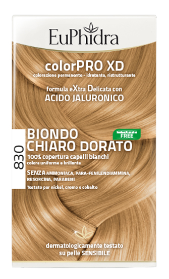 EUPHIDRA COLORPRO XD 830 BIONDO CHIARO DORATO GEL COLORANTE CAPELLI IN FLACONE + ATTIVANTE + BALSAMO + GUANTI - Gruppofarmastore.it