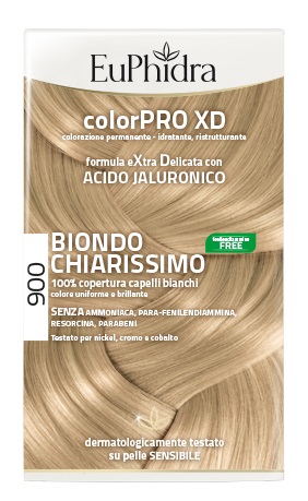 EUPHIDRA COLORPRO XD 900 BIONDO CHIARISSIMO GEL COLORANTE CAPELLI IN FLACONE + ATTIVANTE + BALSAMO + GUANTI - Gruppofarmastore.it