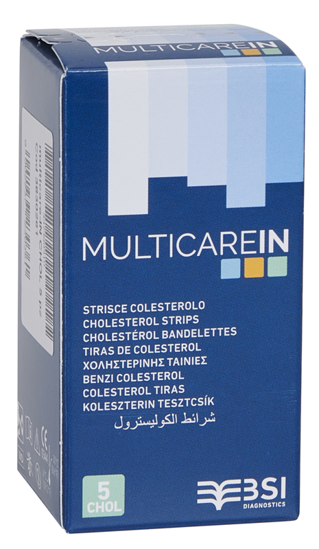 TEST COLESTEROLEMIA MULTICARE IN COLESTEROLO IN STRISCE CON ASPIRAZIONE CAPILLARE 5 PEZZI - Gruppofarmastore.it