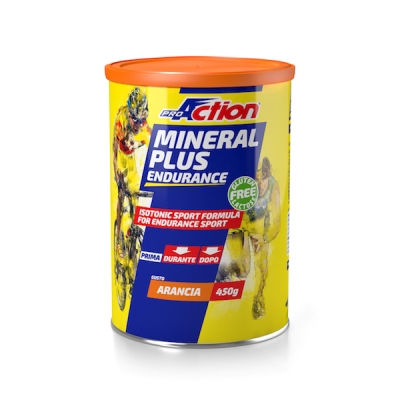 PROACTION MINERAL PLUS ENERGETICO E SALINO ISOTONICO ALL'ARANCIA 450 G - Gruppofarmastore.it