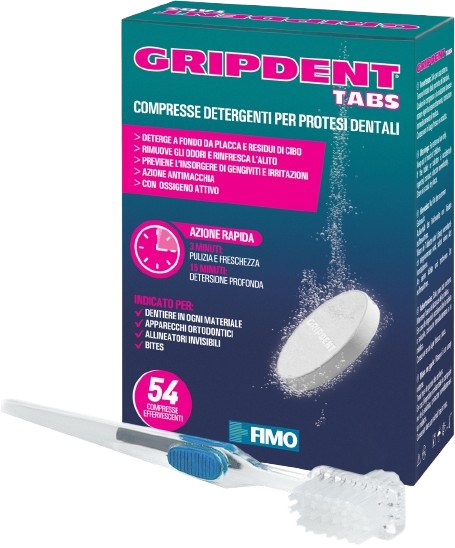 GRIPDENT TABS 54 COMPRESSE + SPAZZOLINO PULITORE - Gruppofarmastore.it