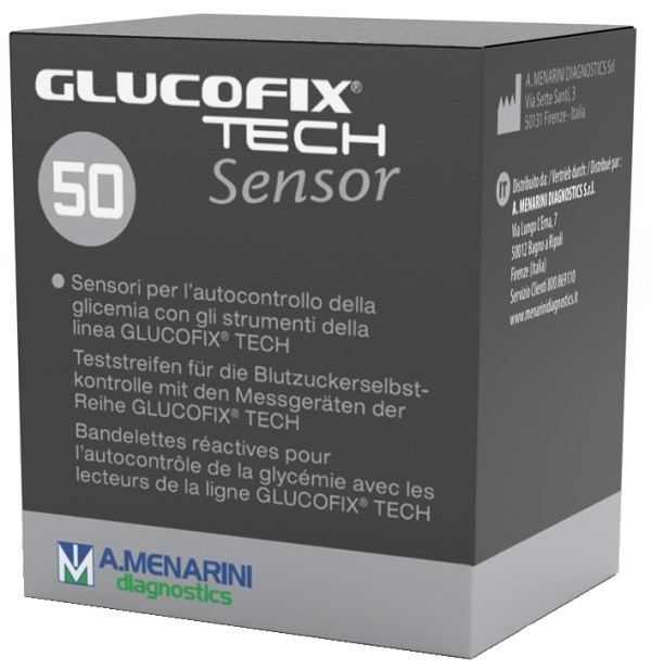 STRISCE MISURAZIONE GLICEMIA GLUCOFIX TECH SENSOR 50 PEZZI - Gruppofarmastore.it