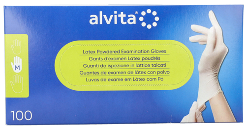 GUANTI DA ISPEZIONE ALVITA IN LATTICE TALCATI M 100 PEZZI - Gruppofarmastore.it