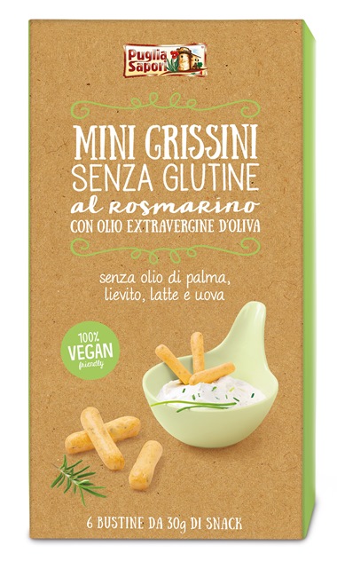 PUGLIA SAPORI MINI GRISSINI AL ROSMARINO E OLIO EXTRAVERGINE DI OLIVA 180 G - Gruppofarmastore.it