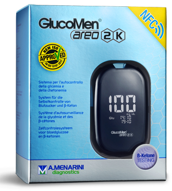 GLUCOMETRO GLUCOMEN AREO 2K PER AUTOMISURAZIONE DELLA GLICEMIA DA SANGUE INTERO CAPILLARE DIMENSIONE 85,5X56X18,2 MM PESO 46 G - Gruppofarmastore.it