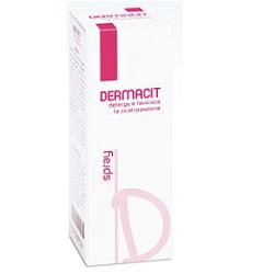 DERMACIT SPRAY FLACONE CILINDRICO IN PE BIANCO CON TASTO EROGATORE SPRAY IN PP BIANCO E CAPPUCCIO SALVATASTO TRASPARENTE,DISPOSITIVO MEDICO 1 PZ - Gruppofarmastore.it