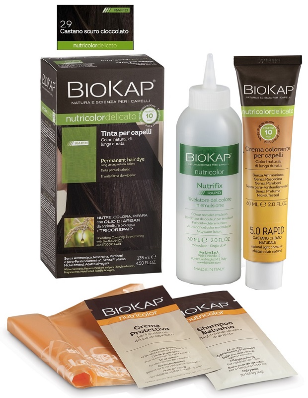 BIOS LINE  BIOKAP NUTRICOLOR DELICATO RAPID TINTA 2,9 CASTANO SCURO CIOCCOLATO 135 ML - Gruppofarmastore.it