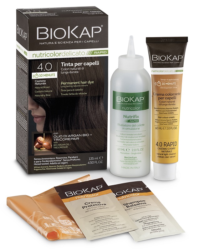 BIOS LINE  BIOKAP NUTRICOLOR DELICATO RAPID TINTA 4,00 CASTANO NATURALE 135 ML - Gruppofarmastore.it