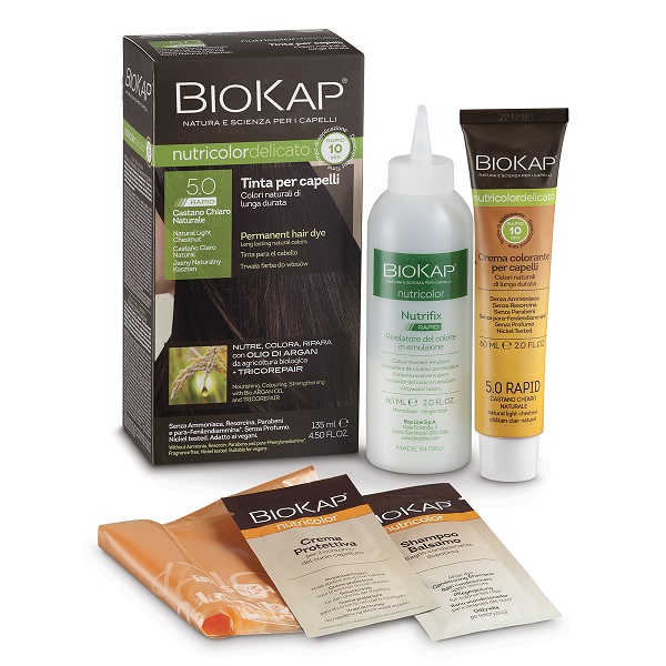 BIOS LINE  BIOKAP NUTRICOLOR DELICATO RAPID TINTA 5,0 CASTANO CHIARO NATURALE 135 ML - Gruppofarmastore.it
