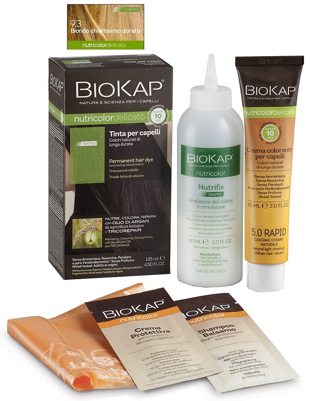 BIOS LINE  BIOKAP NUTRICOLOR DELICATO RAPID TINTA 9,3 BIONDO CHIARISSMO DORATO 135 ML - Gruppofarmastore.it