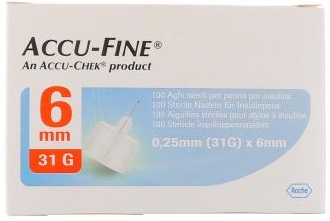AGO PER PENNA DA INSULINA ACCU-FINE PEN NEEDLE ACCU-CHEK GAUGE 31 X 6MM 100 PEZZI - Gruppofarmastore.it