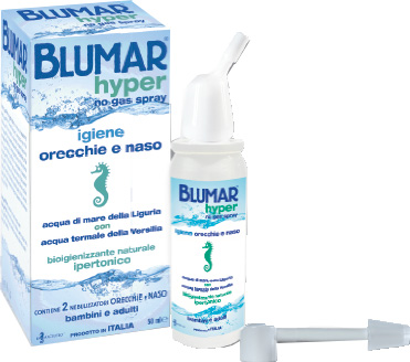 BLUMAR HYPER SPRAY NO GAS SOLUZIONE IPERTONICA DI ACQUA DI MARE E ACQUA TERMALE PER IGIENE NASO E ORECCHIO 50 ML - Gruppofarmastore.it